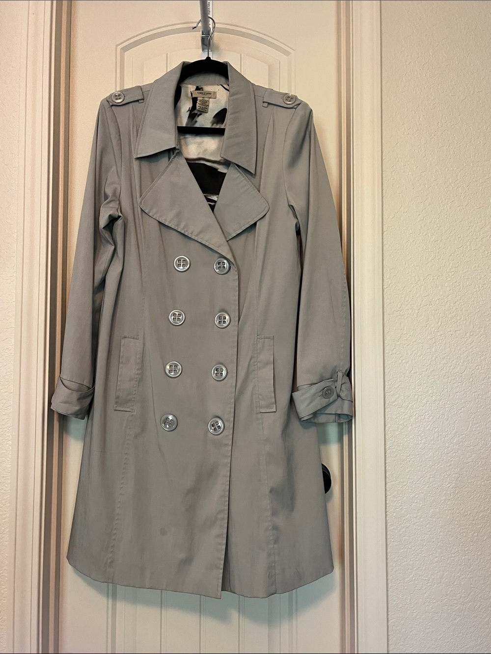 Vertigo Paris Double-Breasted Trench Coat - Light Gray